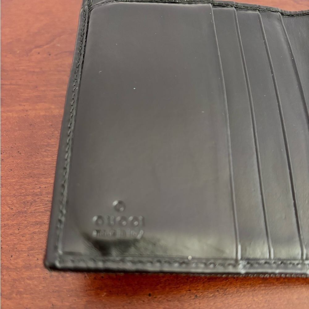 Vintage Gucci Jackie Wallet/Black Canvas Leather Bifold/Piston Lock - Picture 5 of 10